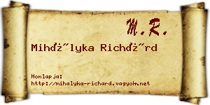 Mihályka Richárd névjegykártya