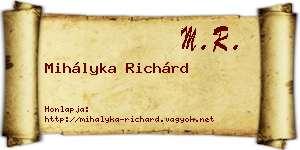 Mihályka Richárd névjegykártya